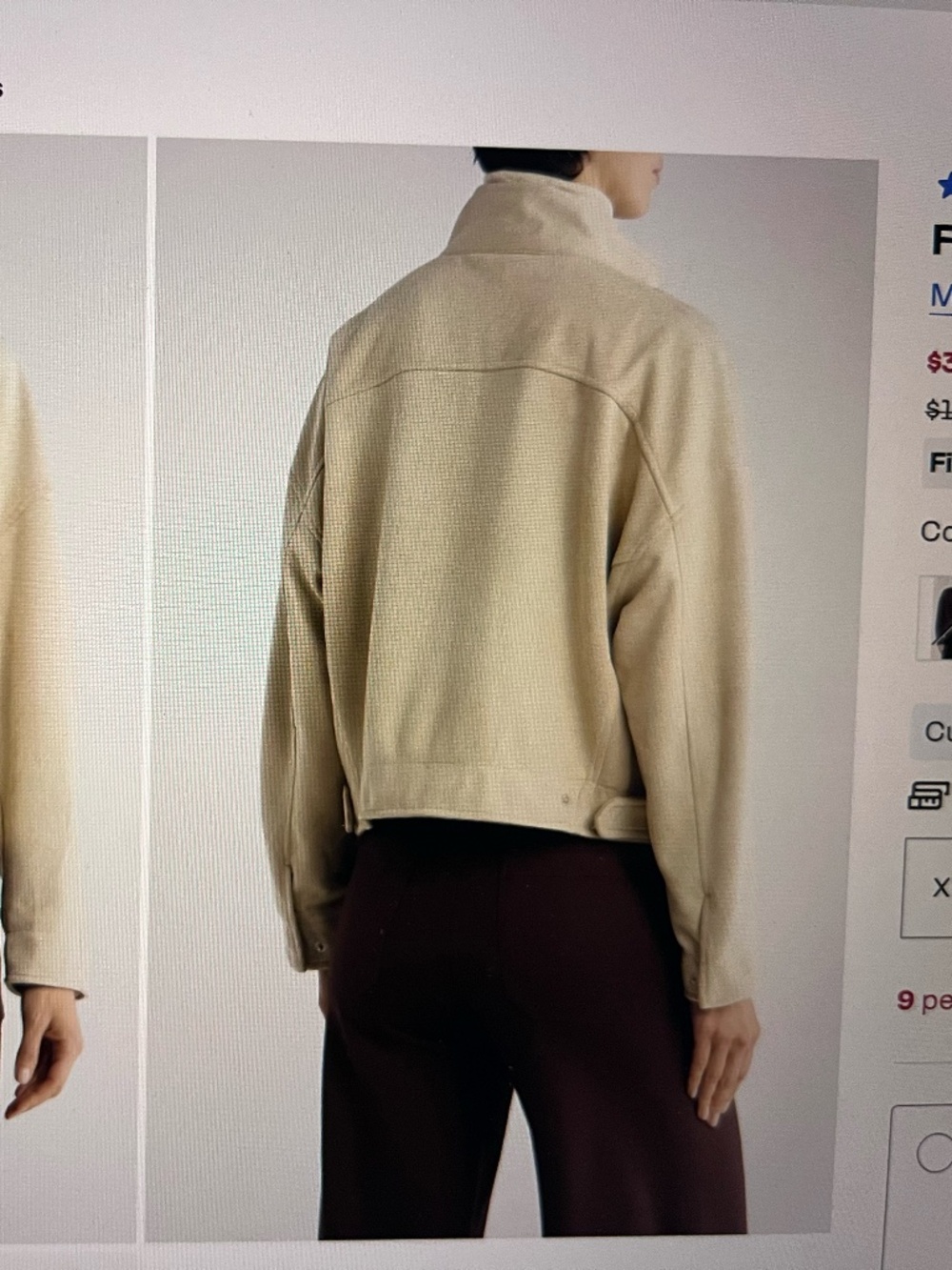 NWT MAX STUDIO London Faux Suede Oyster Beige Bomber Jacket S - Picture 5 of 5